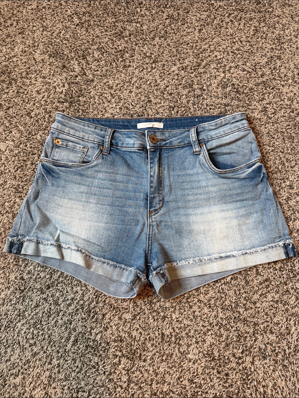 STS Blue Light Wash Denim Shorts with Frayed Hem